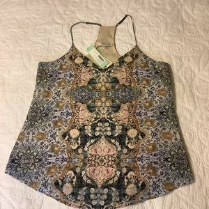 Lavender Brown, women’s, floral, bohemian print racer back tank top, siz…